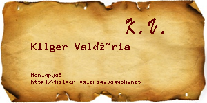 Kilger Valéria névjegykártya